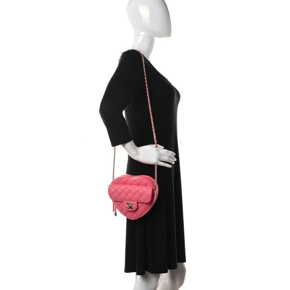 Chanel Pink Heart Bag 22S CC In Love Leather Crossbody bag NEW Authentic - Picture 12 of 15